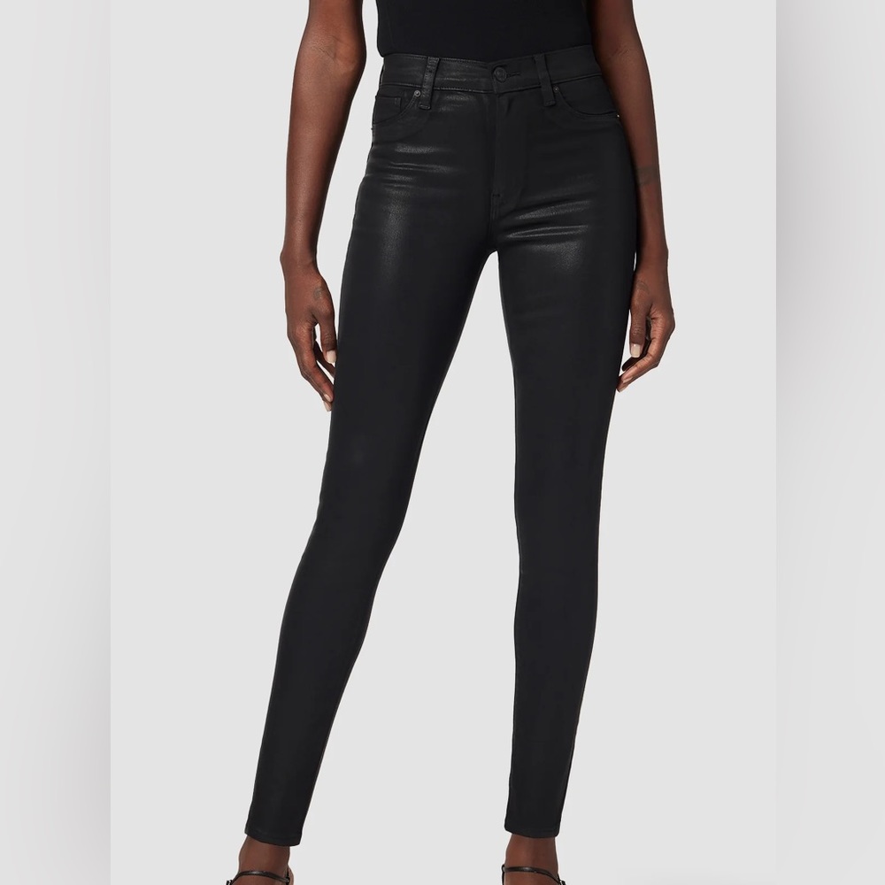 HUDSON COATED BLACK SKINNY JEANS